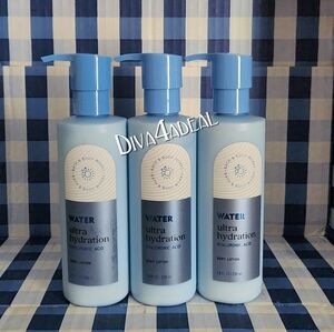 3x Bath & Body Works WATER Ultra Hydration Body Lotion Bundle
